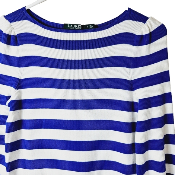 Lauren Ralph Lauren Navy and White Striped Midi Dress - Picture 3 of 7